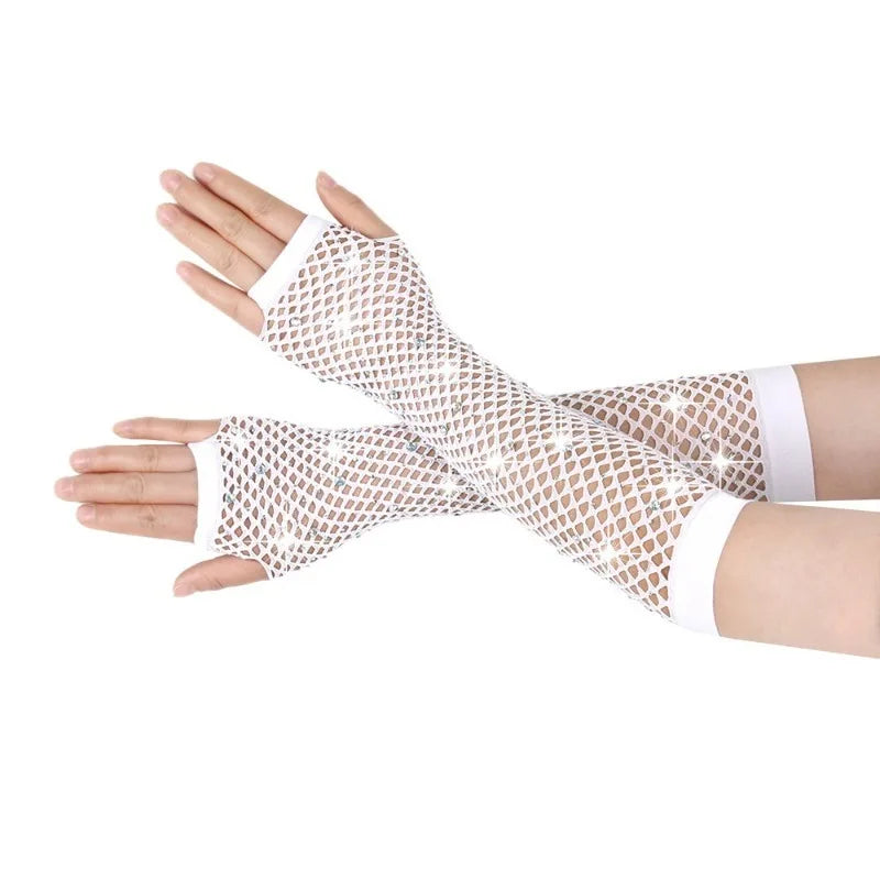 Rhinestone Fishnet Gloves | Fingerless
