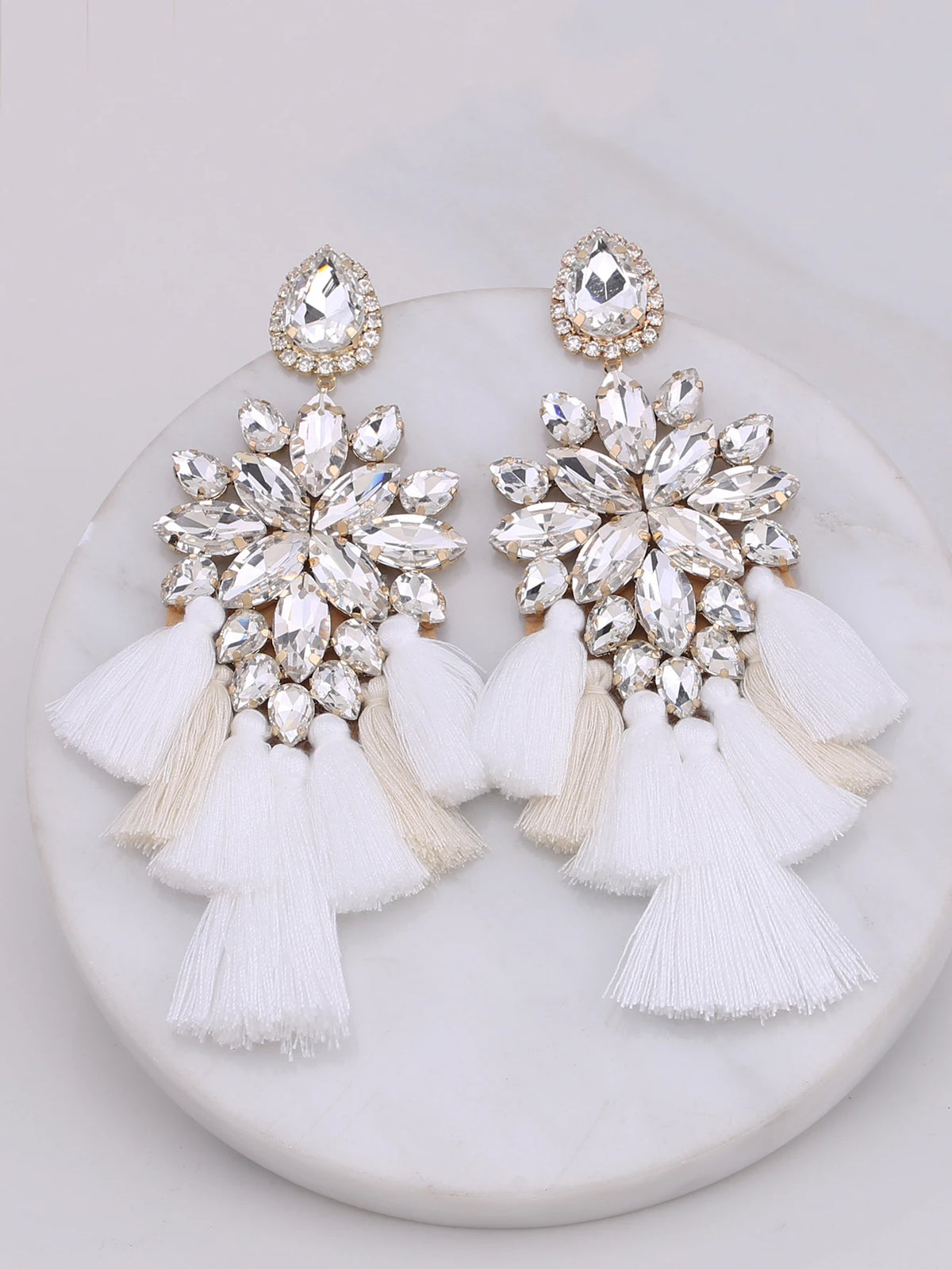Glass Fringe Drop Earrings | Clip or Pin