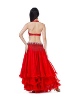 Rhinestone Belly Dance Costume Set | Bra, Belt & Ruffle Skirt