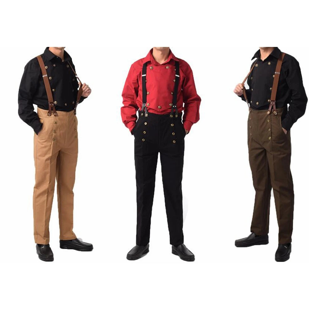 Victorian Steampunk Suspender Pants | High Waist | Men