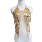 Sequin Chain Halter Top - Handmade Acrylic Performance Cami