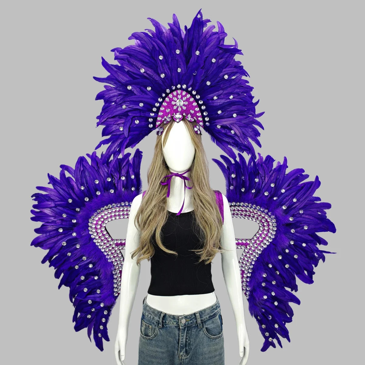 Feather Headdress & Wings Set - Carnival Stage Costume