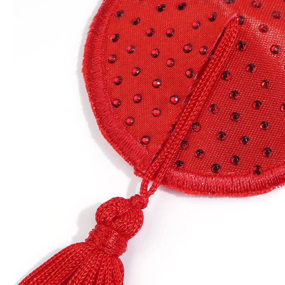 Heart Nipple Pasties | Rhinestone Tassel | One Size