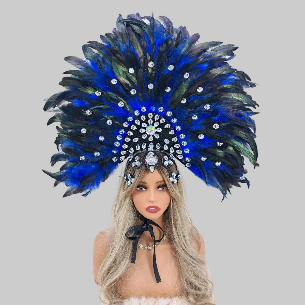 Red & Black Feather Headdress - Carnival Performance Headpiece