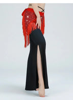 Belly Dance Hip Scarf | Sequin & Bead | Long Fringe | 4 Colors