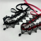 Lace Choker | Velvet Bow & Drop Pendant | Gothic