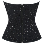 Rhinestone Overbust Corset | Boned Bustier | Black & White