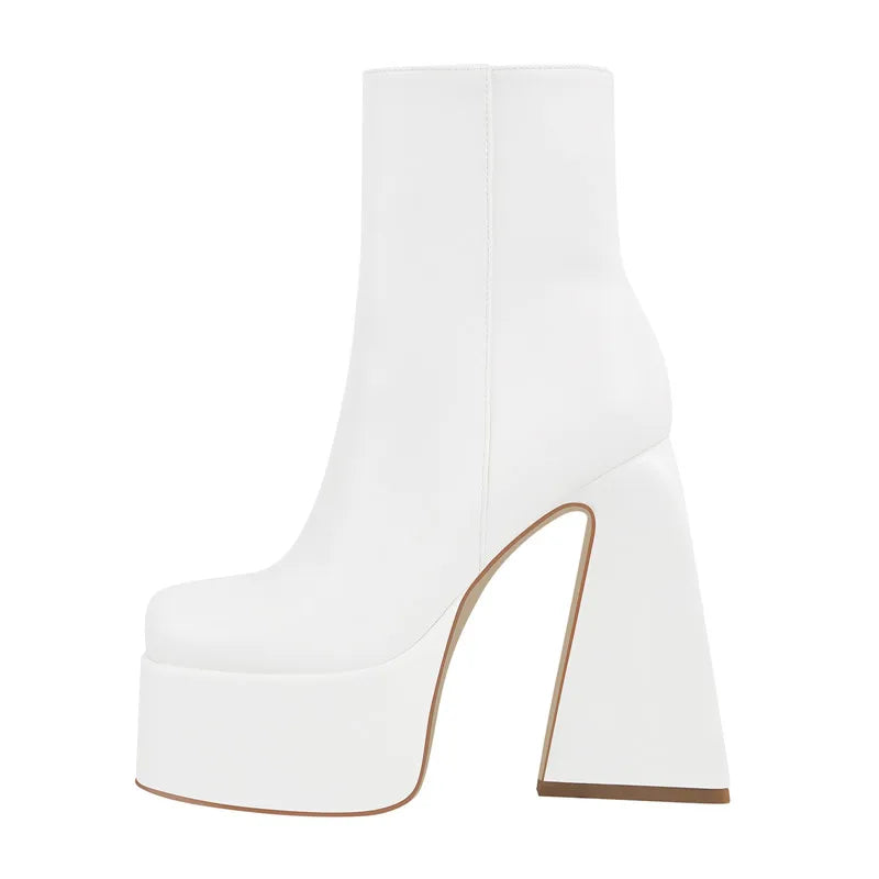 Square Toe Platform Ankle Boots | Chunky Heel | 6 Colors | Sizes 5–15