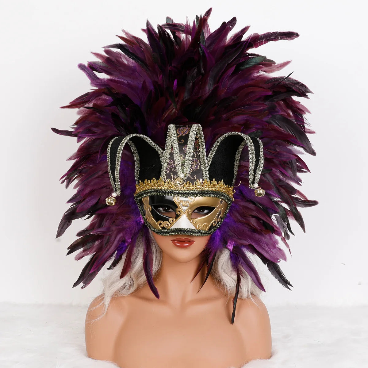 Feather Masquerade Mask | Jester Crown