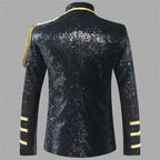 Sequin Military Jacket | Chain Detail