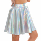 Holographic Pleated Mini Skirt | Metallic Shiny | Stage & Rave