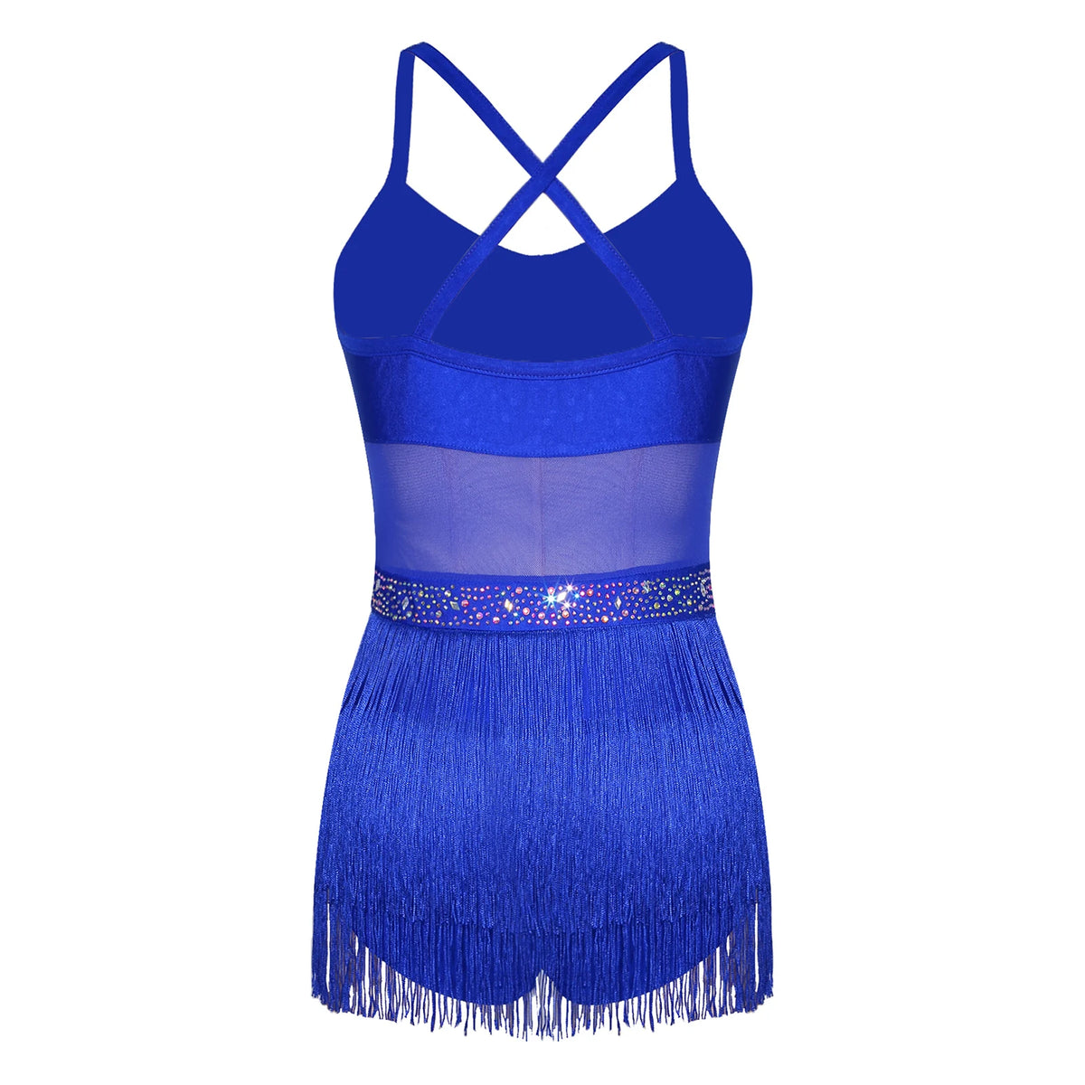 Starlight Rhinestone Fringe Latin Dance Leotard