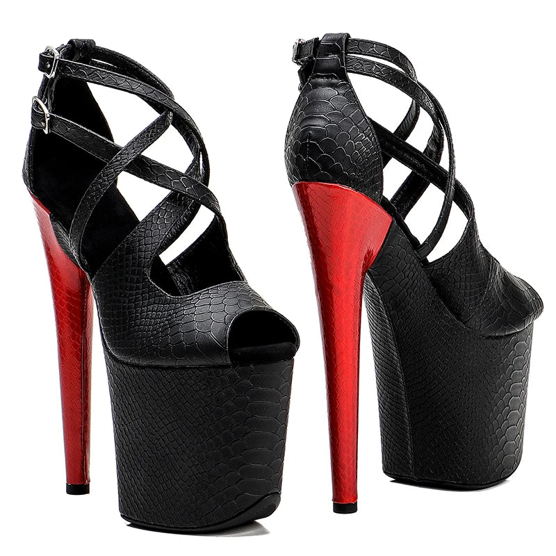 Snakeskin 8-Inch Platform Pole Dance Sandals