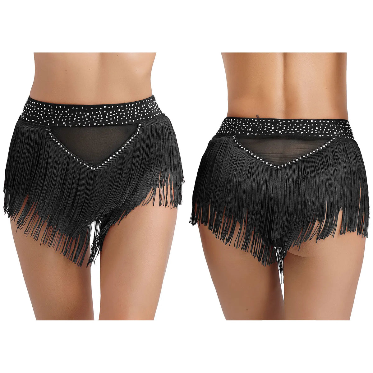 Belly Dance Shorts | Rhinestone Tassel | High Waist