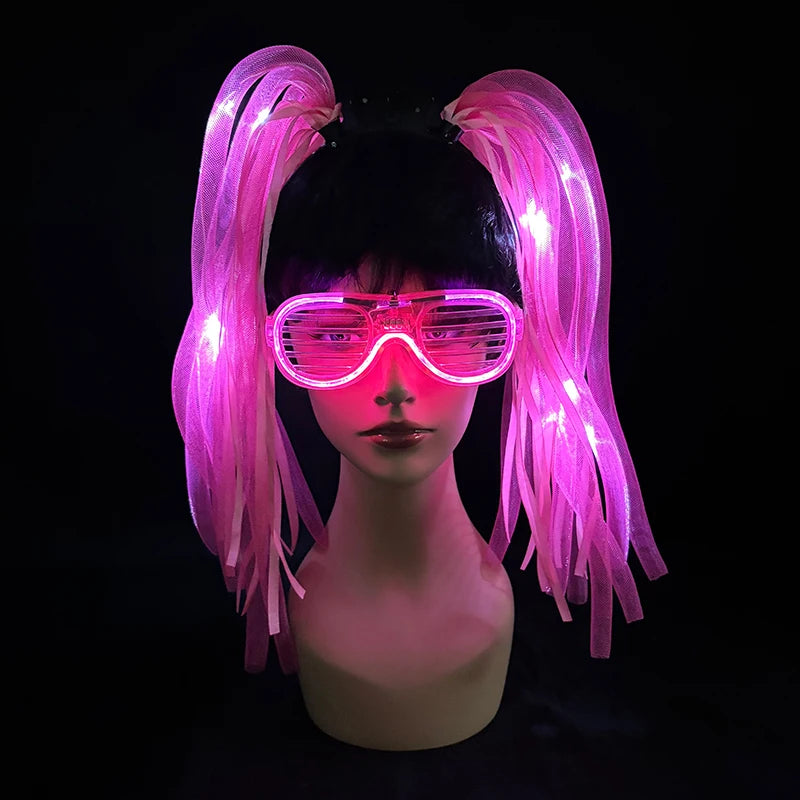 LED Light-Up Braid Pigtail Headband | Rave Festival Hair