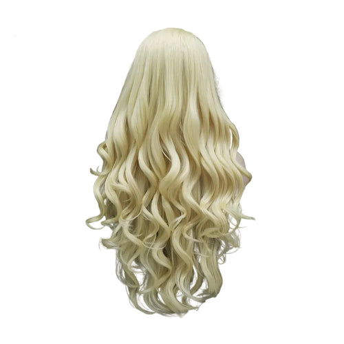 26" Platinum Blonde Wavy Lace Front Wig - Heat Resistant Synthetic Wig for Performers