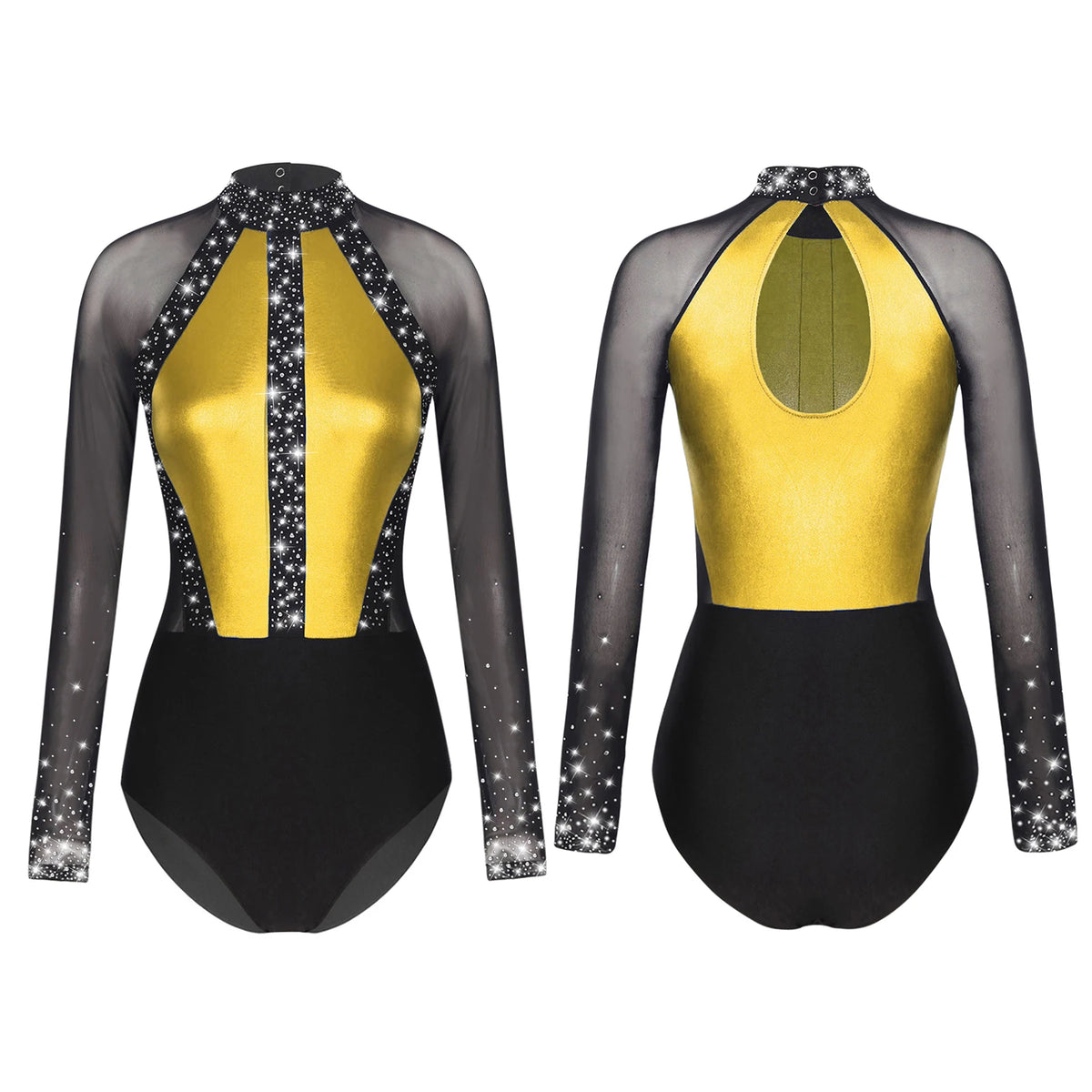 Rhinestone Catsuit | Mesh Sleeves | Stage Ready