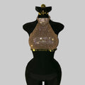 Rhinestone Sequin Tassel Fishnet Crop Top