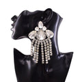 Crystal Rhinestone Tassel Drop Earrings | 12cm | Crystal, AB & Red