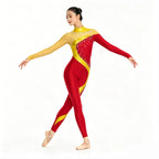 Dance Unitard | Metallic Contrast & Rhinestones