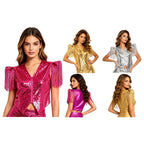 Sequin Fringe Vest | Tassel Sleeve Stage Jacket
