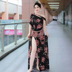 Baladi Saidi Dress | Floral Print Long Robe with Panties