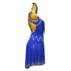Blue Rhinestone Latin Dance Dress with Tassel Details