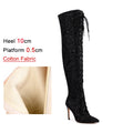 Sequin Over-the-Knee Boots | Lace-Up | 10cm Heel