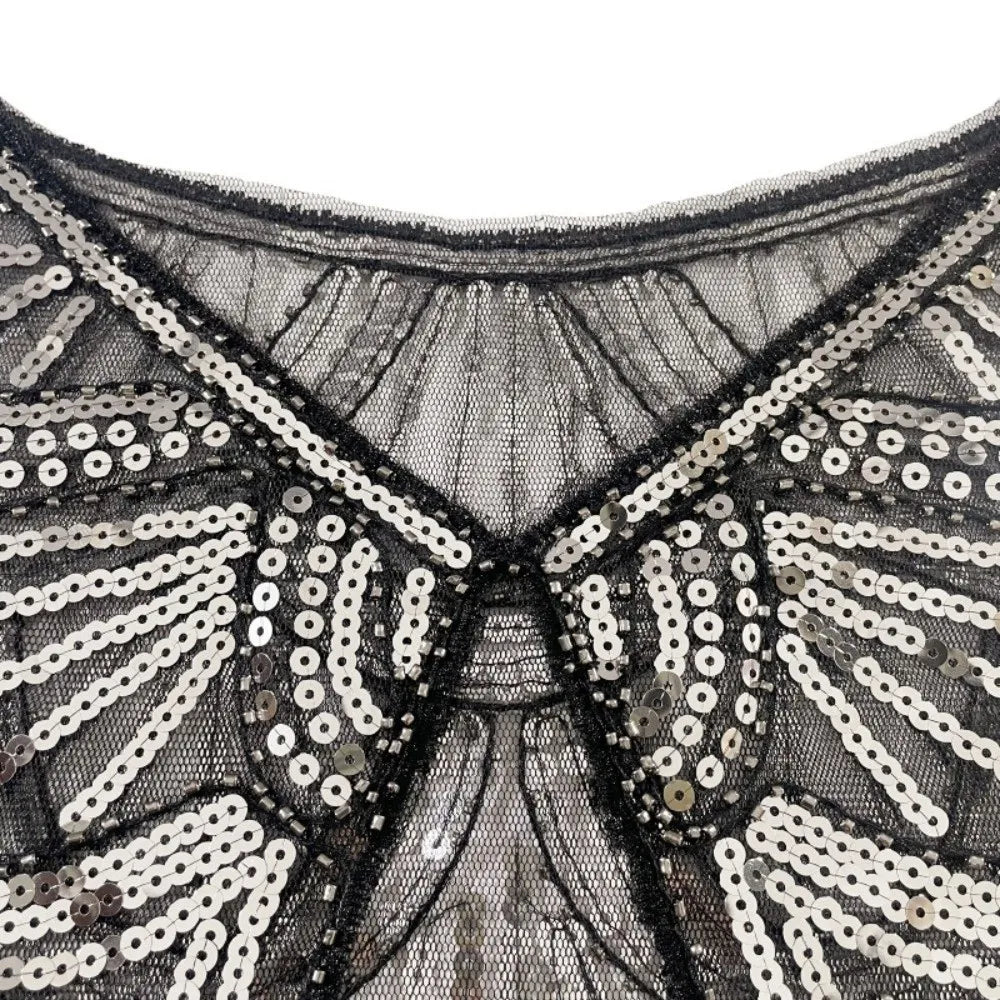 Sequin Shawl Cape | Sparkling Ruffle | Stage & Party