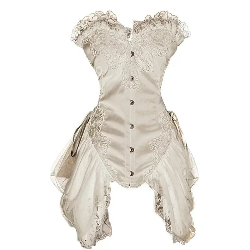 Satin Gothic Overbust Corset | Tulle Skirt | Victorian Bustier
