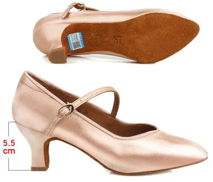 Satin Ballroom Dance Shoes | Closed Toe | 5.5cm & 7.5cm Heel