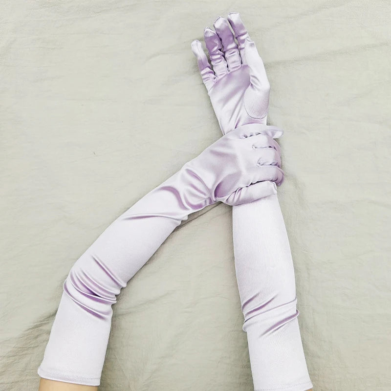 Elbow-Length Satin Gloves | Stagewear