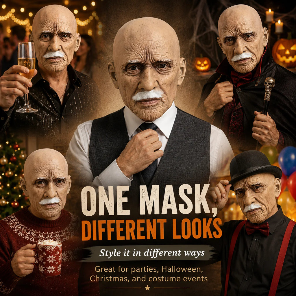 Elderly Character Mask | White Moustache