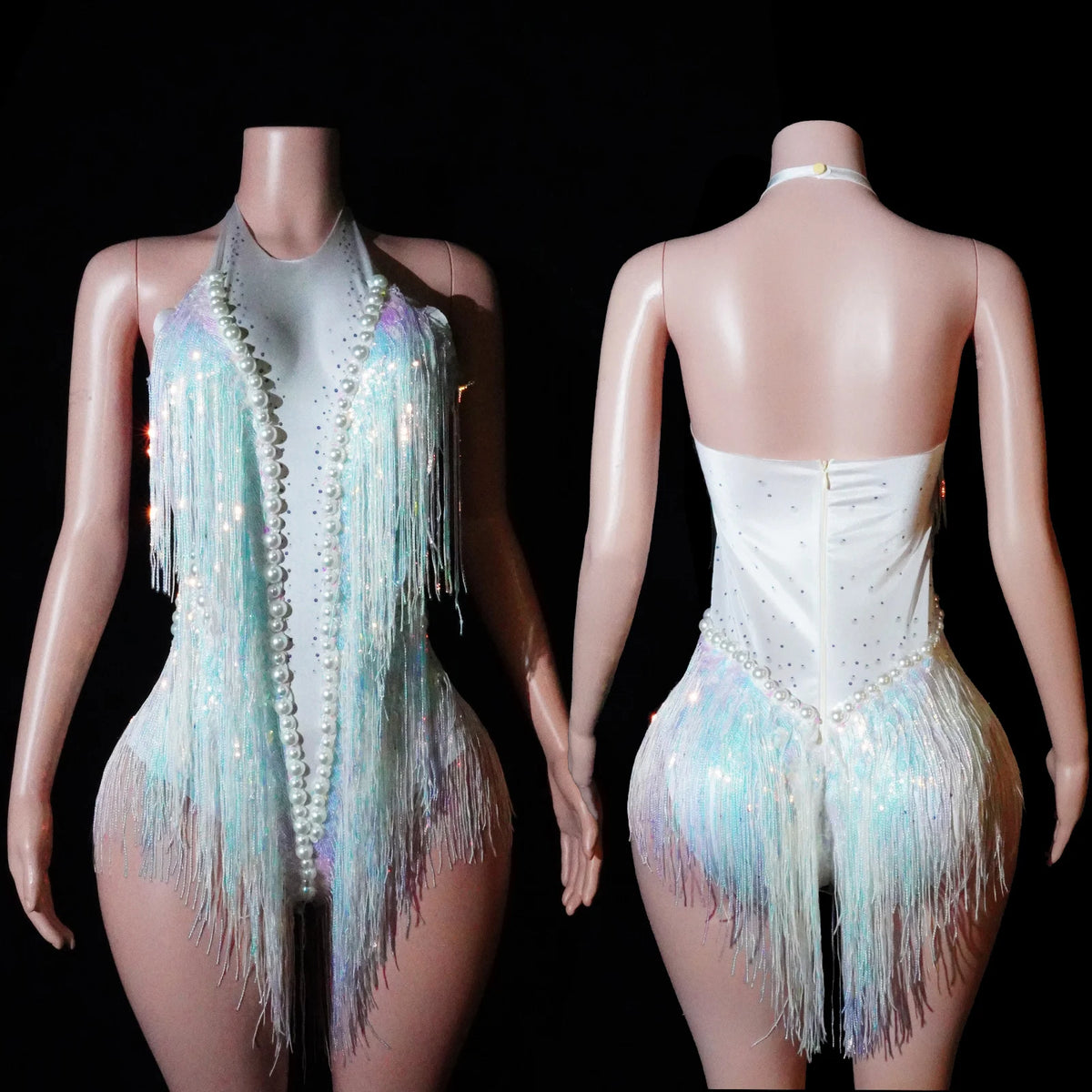 Stage Bodysuit | Rhinestone Fringe