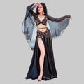 Egyptian Belly Dance Costume Set - Rhinestone Beaded Bra, Skirt & Sleeves