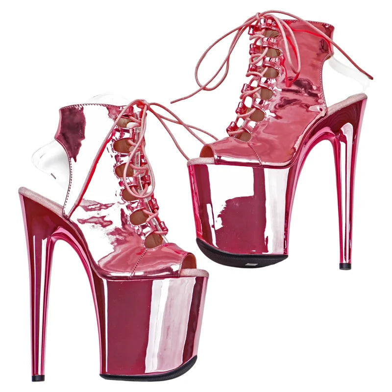 8-Inch Platform Ankle Boots - Electroplated Base Dance Boots