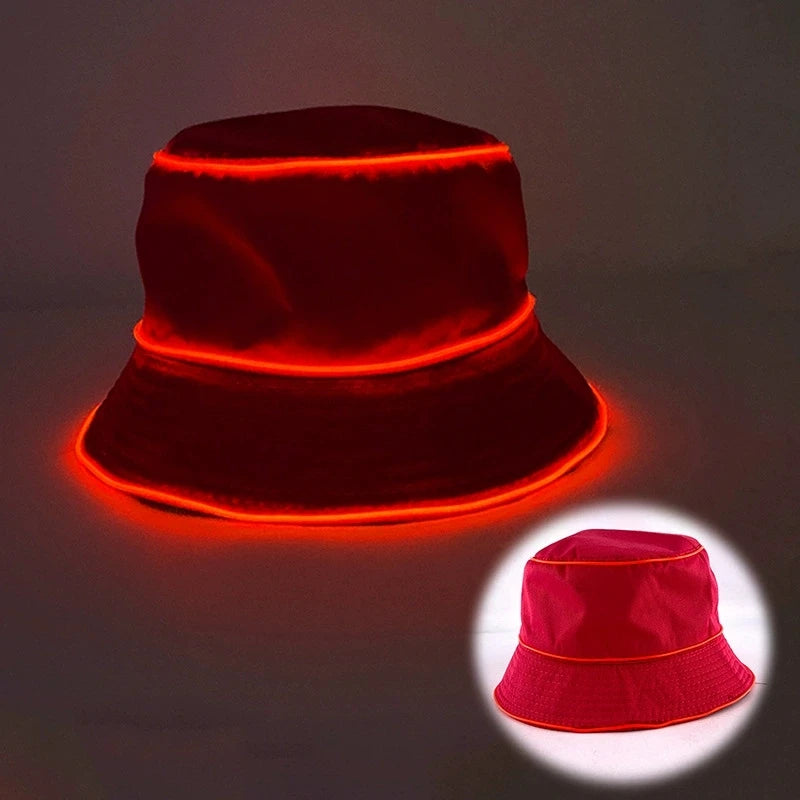 LED EL Wire Glow Bucket Hat | 7 Colors