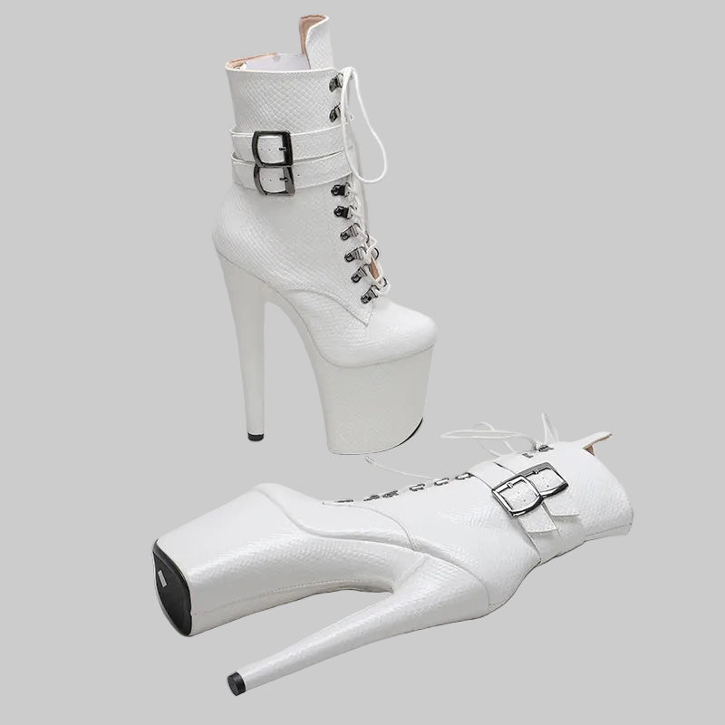 Snakeskin 8-Inch Platform Pole Dance Ankle Boots