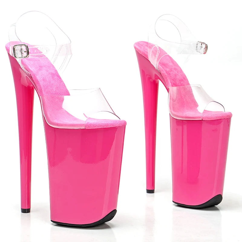 9-Inch Clear Platform Sandals - Peep Toe Exotic Dance Heels