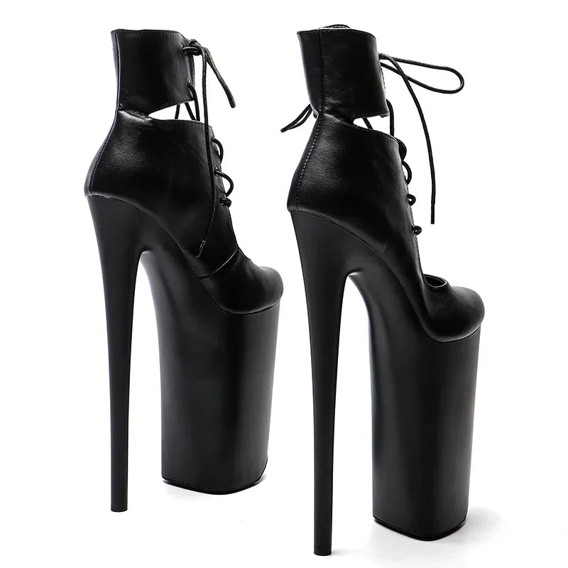 10-Inch Matte Platform Ankle Boots | Lace-Up