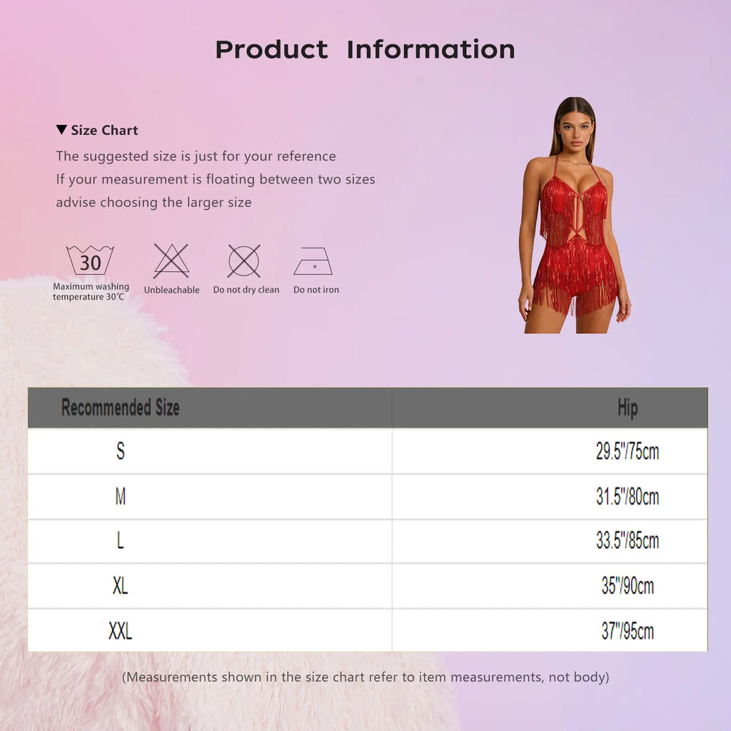Starlight Tassel Sequin Latin Dance Bodysuit