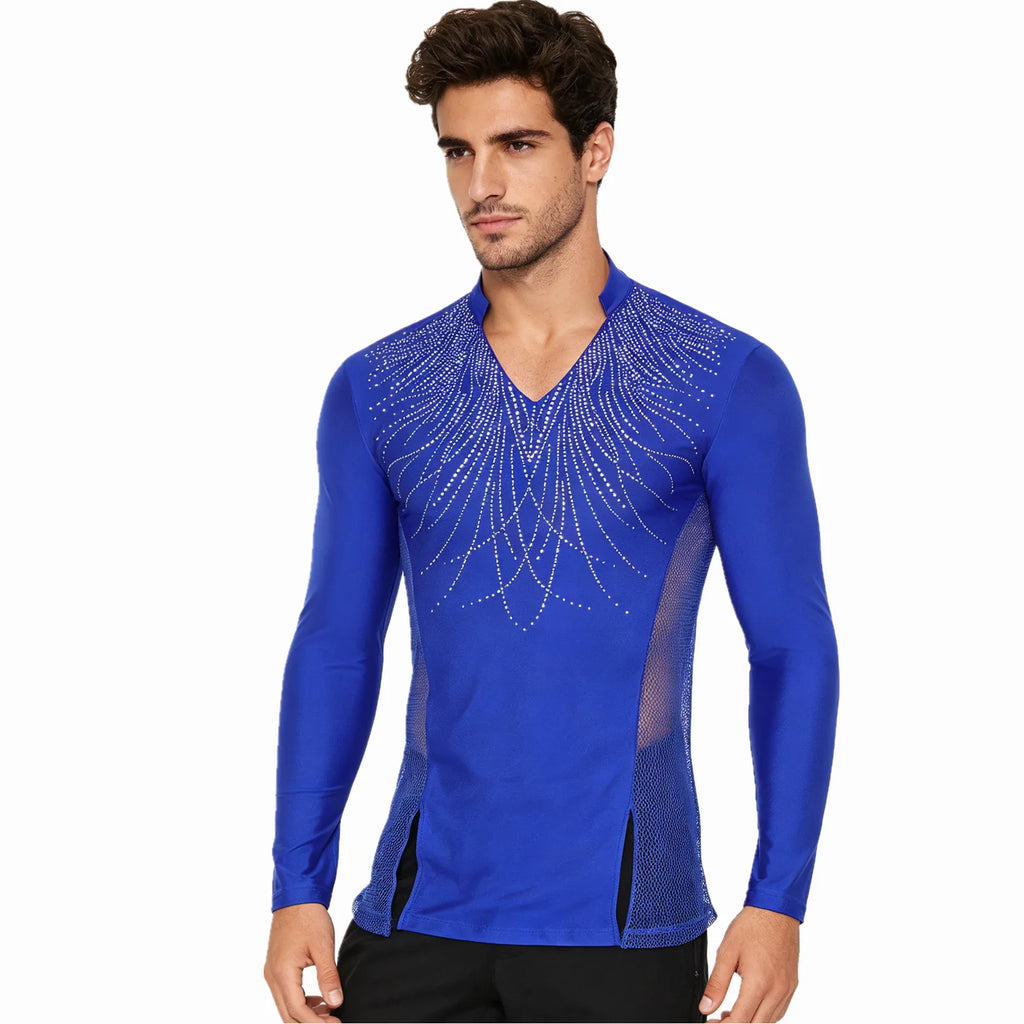 Men’s Dance Top | Rhinestone Mesh