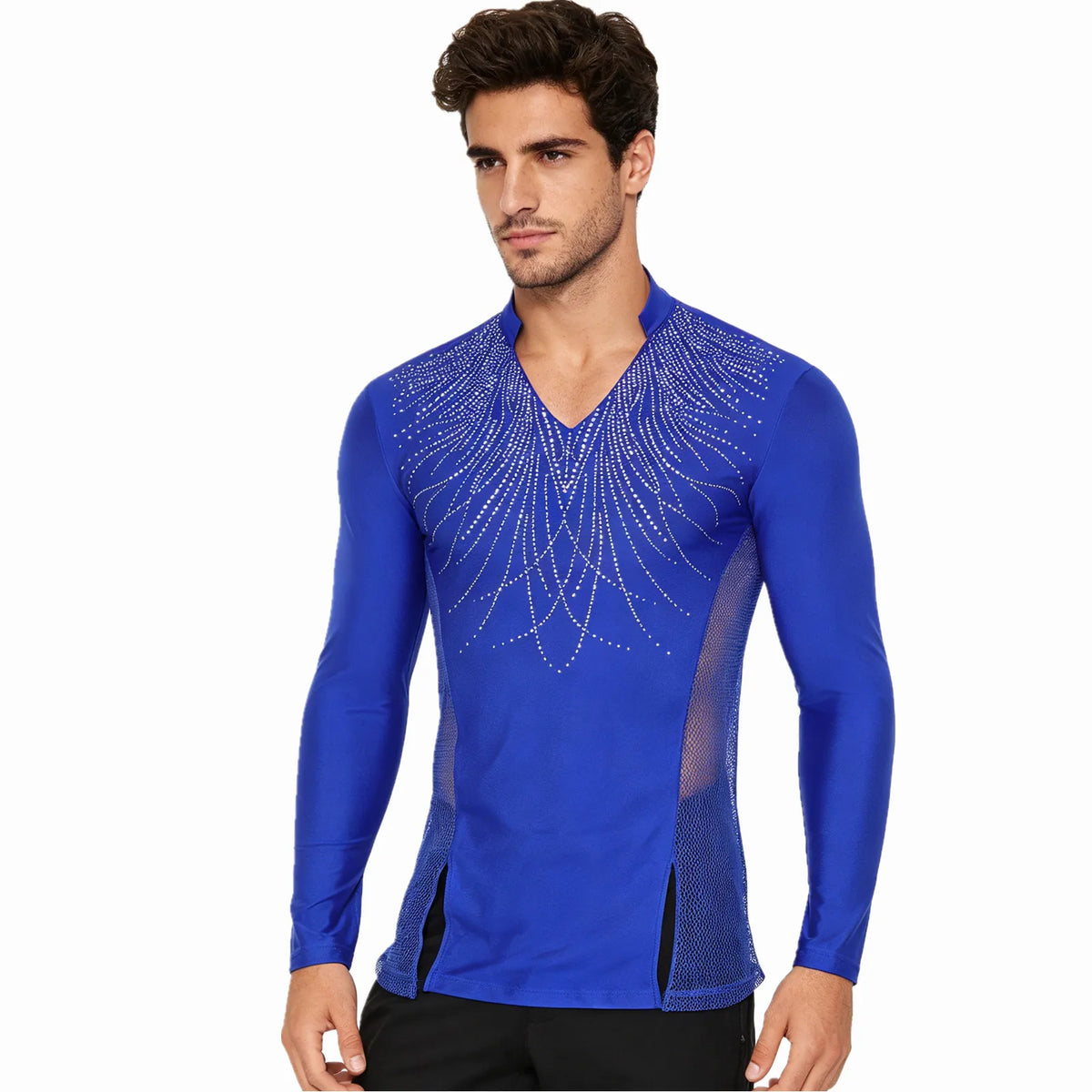 Men’s Dance Top | Rhinestone Mesh