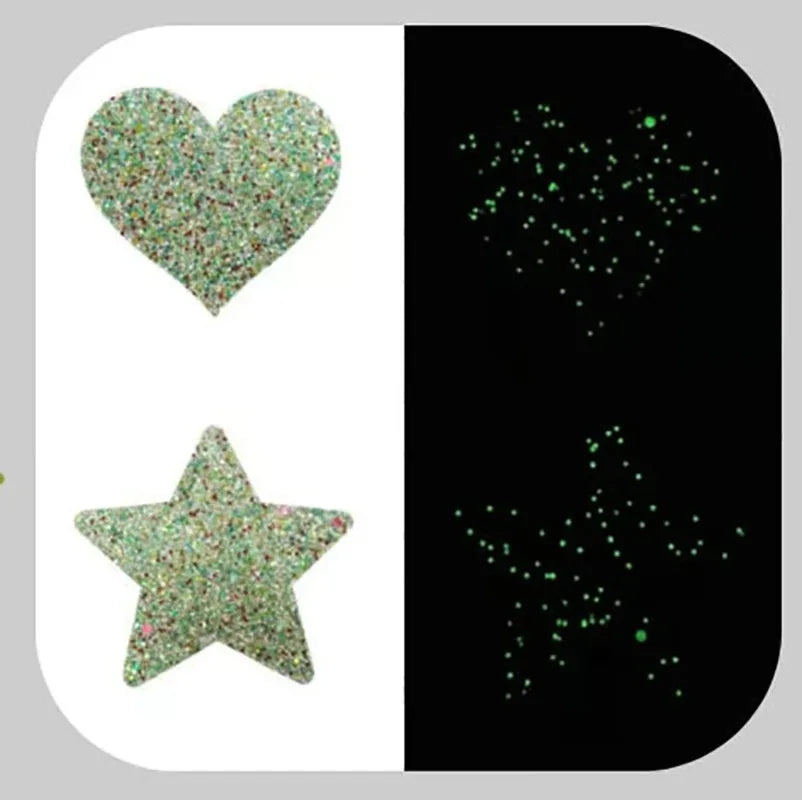 Glow-in-the-Dark Glitter Nipple Pasties | Multi-Shape