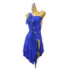 Blue Crystal Pattern Latin Dance Dress with Accessories Set — Competition & Stage