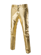 Men's Metallic 2-Piece Suit | Slim Fit Blazer & Pants | Stage & Party | Gold
