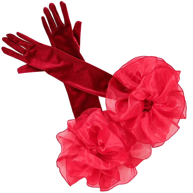 Satin Opera Gloves — Elbow Length | White, Red, Black, Wine Red