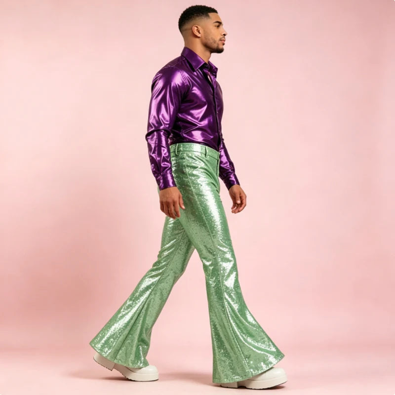 Men's Sequin Pants | Disco Bell-Bottoms