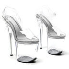 8-Inch Transparent Platform Sandals - Slip-On Heels