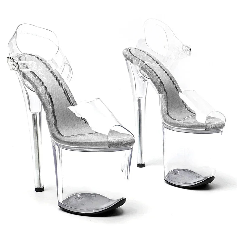 8-Inch Transparent Platform Sandals - Slip-On Heels